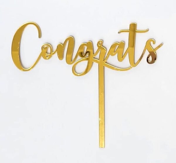 TPV® Congrats Script Golden Glitter Acrylic Cake Topper | For Wedding Anniversary Bridal Shower Bachelorette Party Or Theme Parties Birthday Cake Supplies Decorations