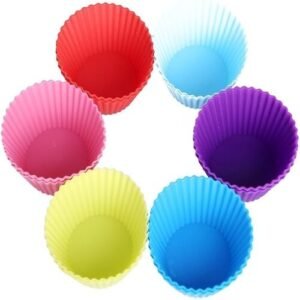 TPV® Cupcake Moulds 6 Pcs Silicone Muffin Moulds/Muffin Bread Cake, Reusable Nonstick And Heat Resisitant Baking Cups (Multicolour)