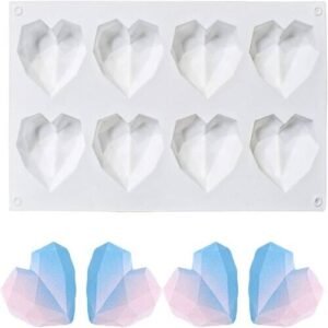 TPV® Diamond Heart Silicone Molds For Cakes Mousse Dessert Pastry Soap And Muffin Baking Moulds