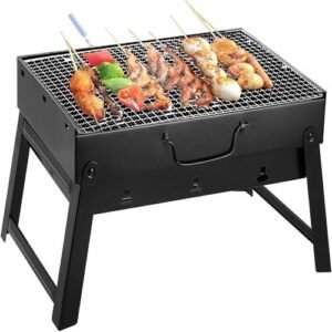 TPV® Folding Portable Outdoor Barbeque Charcoal Bbq Grill Oven Black Carbon Steel