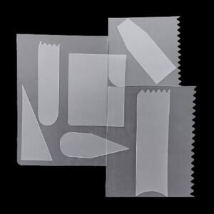 TPV® Flexible Cake Scrapers For Icing/ Cake, Fondant Smoother/Different Shapes, Set Of 9-Pieces, Zig Zag/Plane Designs, Fondant Mousse Scraper
