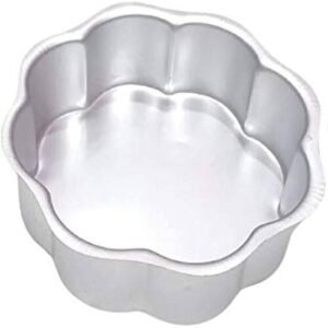 TPV® Flower Shaped Aluminium Cake Mould (Silver 15Cm 6") For Haft Kg Cake