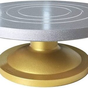 TPV® - Rotating Fiber Cake Stand Cake Decorating Turntable, & Golden & Silver 12 Inch (30 Cm)