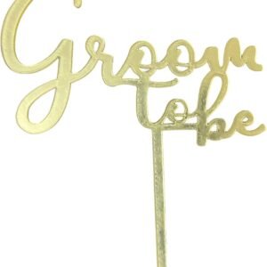 TPV® Groom To Be Script Gold Shiny Acrylic Cake Topper | For Wedding Anniversary Bridal Shower Bachelorette Party Or Theme Parties Birthday Cake Supplies Decorations