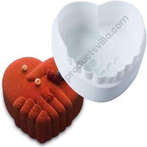 TPV® Silicone Mold, Handshake Heart-Shaped Mousse Silicone Mold Hand In Hand Love Cake Mold Valentine'S Day Dessert Baking Mold, Fda Approved, No Bpa