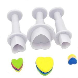 TPV® Heart Shaped Plunger Cutter Molds Fondant Sugarcraft Cake Cupcake Toppers Decorating Tool Pack Of 3