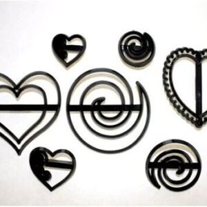 TPV® Hearts And Swirls Patchwork Cutters Set, Cookie Cutter Plastic Sugarcraft Tool