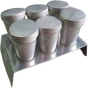 TPV® Aluminium Kulfi Only Stand (6 Cavity / Silver Tray (Pack Of 1)
