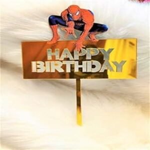 TPV® Mirror Acrylic Happy Birthday Cake Topper Spiderman