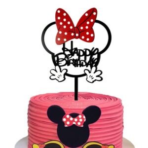 TPV® Mirror Acrylic Happy Birthday Cake Topper Minie Mouse
