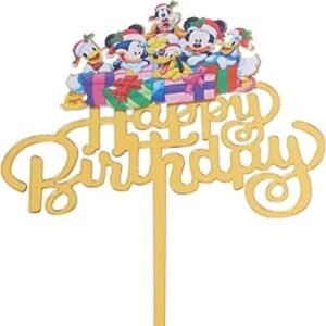 TPV® Mirror Acrylic Happy Birthday Cake Topper Mickey And Friends