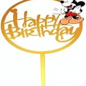 TPV® Mirror Acrylic Happy Birthday Cake Topper Mickey Mouse