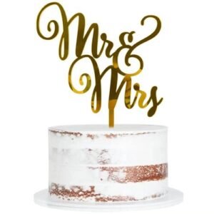 TPV® Mirror Acrylic Mr And Mrs Cake Topper Round Floral