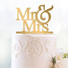 TPV® Mr And Mrs Couple Golden Glitter Acrylic Cake Topper | For Wedding Anniversary Bridal Shower Bachelorette Party Or Theme Parties | Birthday Cake Supplies Decorations