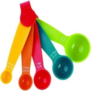 TPV® Multicolor Measurement Measuring Spoon Cups 1 Set Of 5 Pieces Multi Coloured - Kitchen Tool/Baking Tool