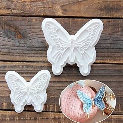 TPV® New 2Pcs/Set Butterfly Cookie Plunger Cutters Mould Cake Fondant Decorating Mould Dough Ice Pastry Slicer Baking Tools