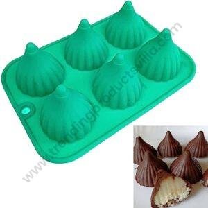 TPV® New Modak Shape 6 In 1 Chocolate Mould, Silicone Molds For Chocolate, Chocolate Silicone Moulds, Silicon Brown Chocolate Moulds For Ganesh Chaturti Festivals