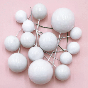 TPV® – 20 Pc White Faux Balls Topper For Cake & Cupcake Decoration.