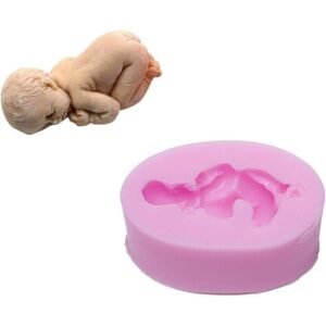 TPV® Newborn Baby Shower Sleeping Baby Cake Fondant Sugarpaste Sugarcraft Mould, Cake Decorating Tool