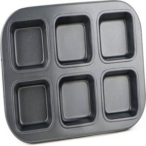 TPV® Non Stick 6 Cavity Square Muffin Mould Brownie Cake Pan