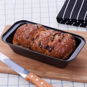 TPV® Non-Stick Carbon Steel Rectangle Shaped Baking Tin For Bread Loaf And Cake Black Color 1 Piece