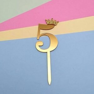 TPV® Number 5 Golden Acrylic Shiny Cake Topper Supplies Decorations