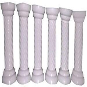 TPV® Plastic Cake Pillars Or Supporters With 6 Inch White (6 Pieces)