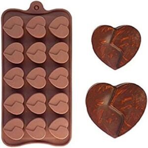 TPV®  (Pack Of 1)15-Cavity Heart Shaped Pudding Candy Chocolate Molds Diy Silicone Ice Cube Tray Lover Cake Decor Party Favor Gift