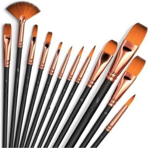 TPV® Paint Brush Set For Acrylic Painting/Watercolor/Oil Painting Professional Round Pointed Tip Painting Brushes Set Fine Tip Paint Brush Set (10 Pcs)