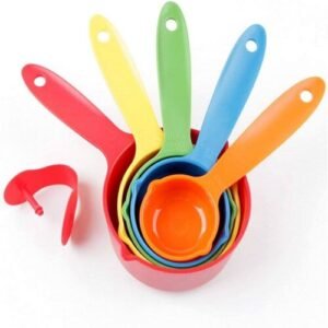 TPV® Plastic Colorful Kitchen Cooking And Baking Measurement Measuring Cups Spoons Set Of 5 Pieces