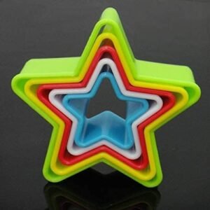 TPV® Plastic Cookie Cutter Multicolor Star Shaped For Cutting Cake Mold, Cake Fondant, Biscuit Fondant, Diy Cake Kitchen Baking Cooking Tools (5 Piece Set)
