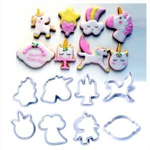 TPV® Plastic Fondant 8 Pc Multiple Unicorns Cutter Cake Decorating Tools Baking
