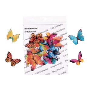 TPV® Pre-Cut Wafer Paper Edible Stick-On Cake Decor Mixed Colour Butterfly -20 Pcs
