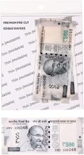 TPV® Pre-Cut Wafer Paper Cake Topping Cake Decor Edible Stick-On Cake Decor Decorations For Cake, Cupcake And Pastry Indian Currency 500 & 2000 Rupees Note - 6 Pcs - Image 2