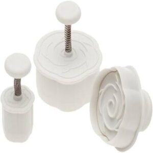 TPV® Rose Leaf Plunger Cookie Cutter, Fondant Cutters Set Tool (Pack Of 3, White)
