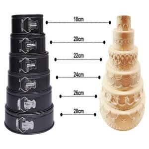 TPV® Round Shaped Springform Non Stick Aluminum Baking Tin Moulds For Cakes/Pie/Puddings (Set Of 6) (18Cm, 20Cm, 22Cm, 24Cm, 26Cm, 28Cm).