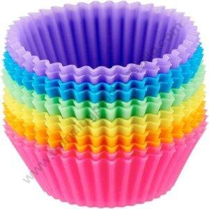 TPV® Reusable Silicone 12 Pieces Round Moulds For Muffins/Cupcake/Jelly/Cake