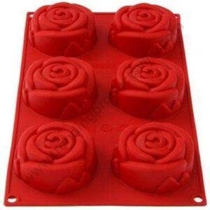 TPV® Rose Mould For Cake/Rose Mould For Candle/Chocolate Mould 6 Cavity Silicone Rose Shape Chocolate Mould/Ice/Sweet Mould (Pack Of 1) (Random Color)