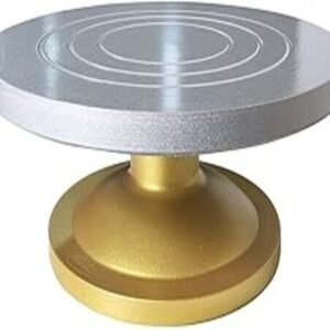 TPV® - Rotating Fiber Cake Stand Cake Decorating Turntable, & Golden & Silver 12 Inch (30 Cm)