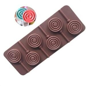 TPV® Round 6 Cavity Silicone Mold For Lollipop Hard Candy Chocolate Cake Decorating With 1Pc Reuseable