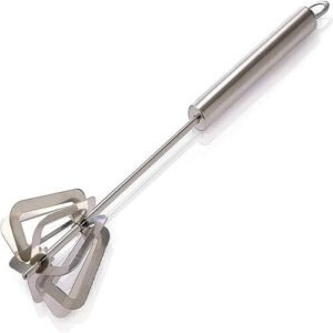 TPV® Stainless Steel 30 Cm Semi-Automatic Egg Beater (Pack Of 1) Manual Power Free Stainless Steel Hand Push Whisk Blender For Home Tool For Egg Beater, Milk Frother, Mixer Stirrer, Blending, Whisking, Beating, Stirring Lassi/Butter Milk Maker (Colour : Silver)