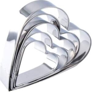 TPV® 5 Pcs Stainless Steel Heart Shape Cake/Bakery Cutter 4 Inch, 5 Inch, 6 Inch,7 Inch  &  8 Inch (Set Of 5 Cutters)