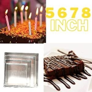 TPV®- Set Of 4 Aluminium Rectangle Cake Mould Bakeware Baking Cake, Pastry, Bread Pan Cake Rectangular Tray For Oven Otg