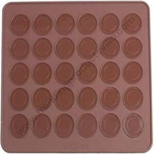 TPV® Silica Gel 30-Capacity Macarons Baking Mat Macaroon Mat Silicon Baking Mat Macroon Baking Mat Cake Oven Baking Mould Sheet (Brown)