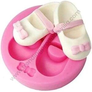 TPV® Silicon 1 Cavity Baby Shoes With Bow Silicone Fondant Mould Marzipan Mould