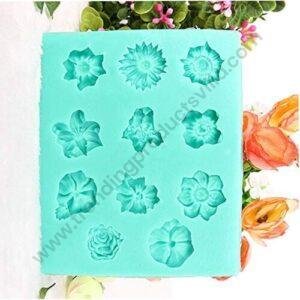 TPV® Silicon 11 Cavity Flowers Silicone Fondant Mould Marzipan Mould