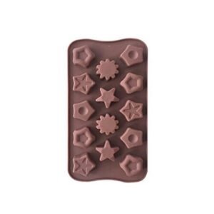 TPV® Silicon 14 Cavity Mix Star Shape Brown Chocolate Mould, Ice Mould, Chocolate Decorating Mould