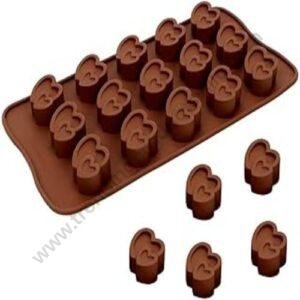 TPV® Silicon 15 Cavity Double Heart Shape Brown Chocolate Mould, Ice Mould, Chocolate Decorating Mould