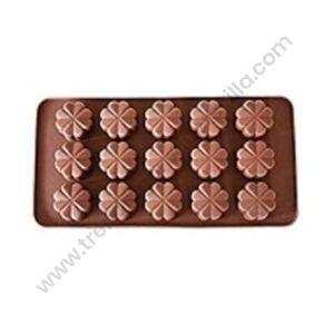 TPV® Silicon 15 Cavity Flower Design Brown Chocolate Mould, Ice Mould, Chocolate Decorating Mould