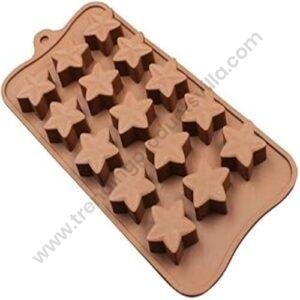 TPV® Silicon 15 Cavity Star Design Brown Chocolate Mould, Ice Mould, Chocolate Decorating Mould